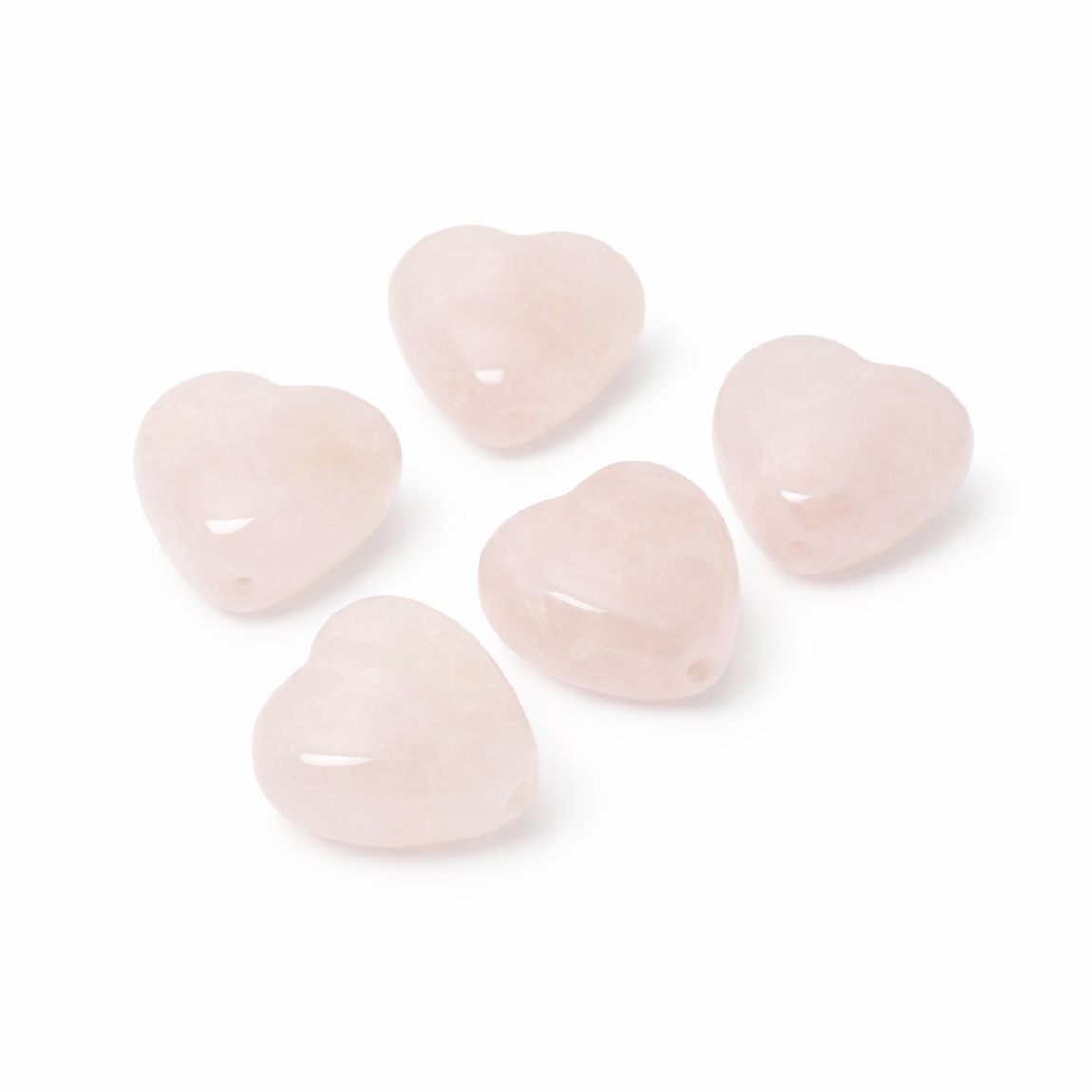 5 Perles Coeur Pierre Naturelle Quartz Rose 9mm