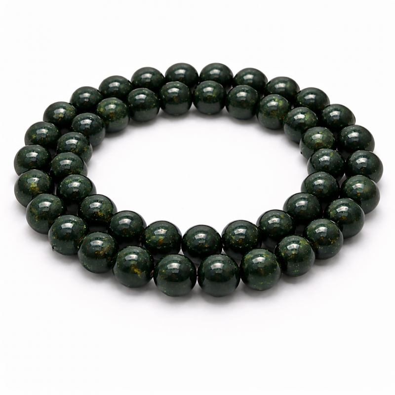 10 Perles en Pierre Naturelle Sable d'Or Vert 6mm