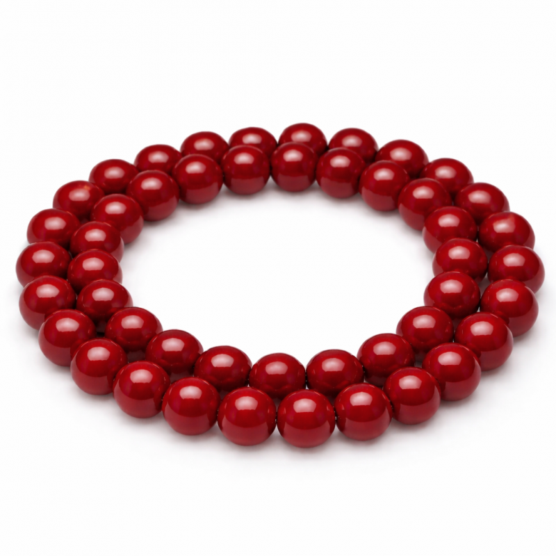5 Perles Pierre Naturelle Corail Rouge 8mm