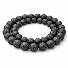 45 Perles de Lave Pierre Naturelle Noir 8mm