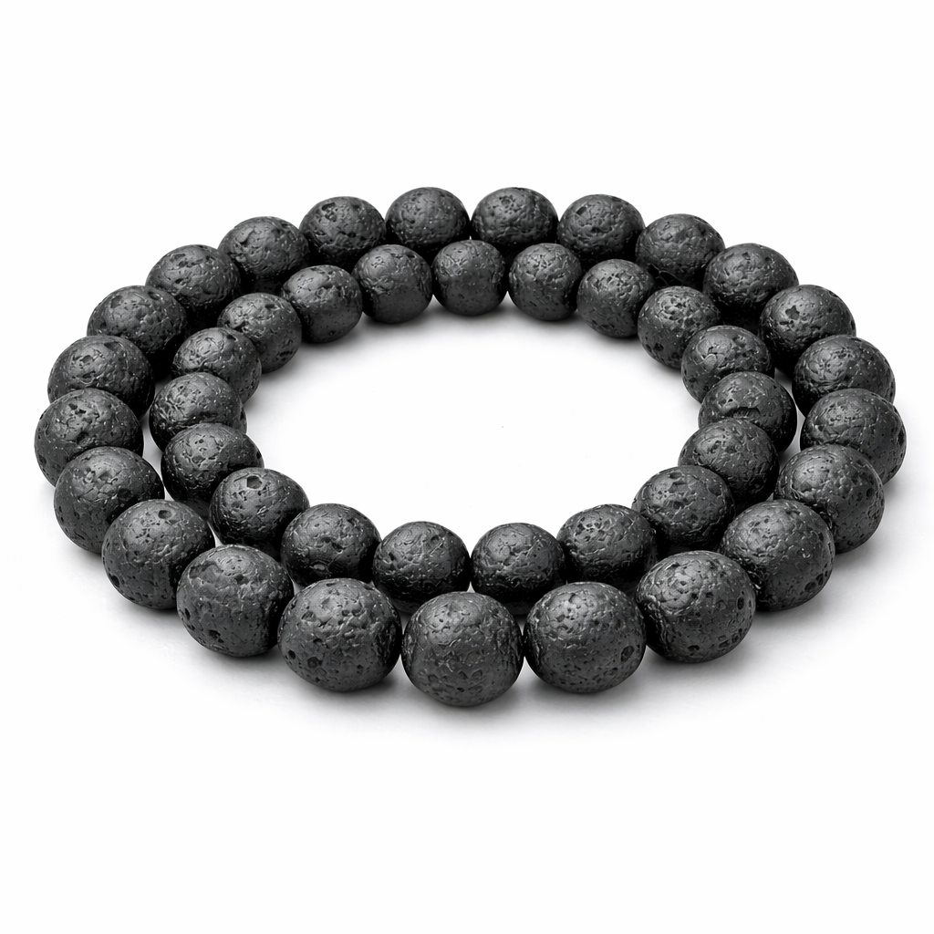45 Perles de Lave Pierre Naturelle Noir 8mm
