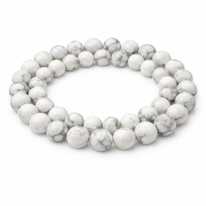 5 Perles en Pierre Naturelle Howlite 8mm