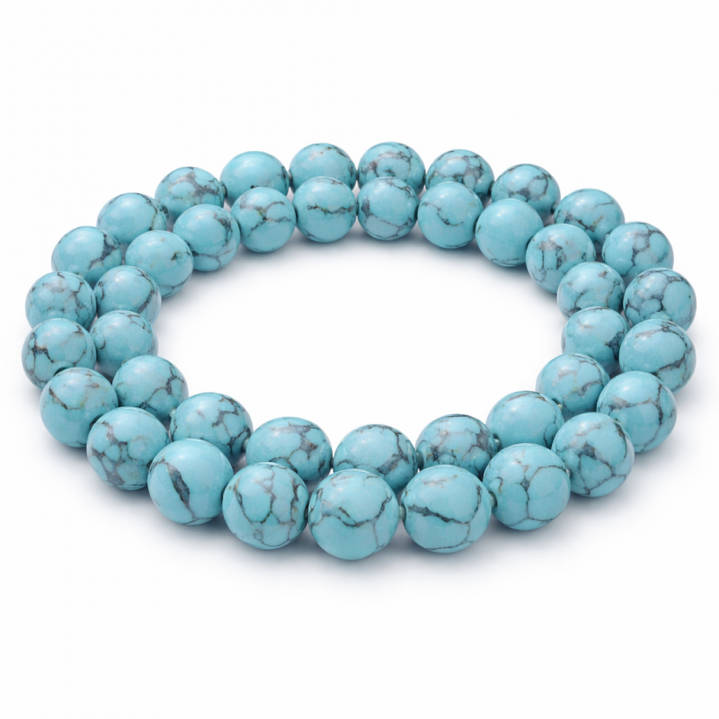 5 Perles Pierre Naturelle Turquoise Bleu 8mm