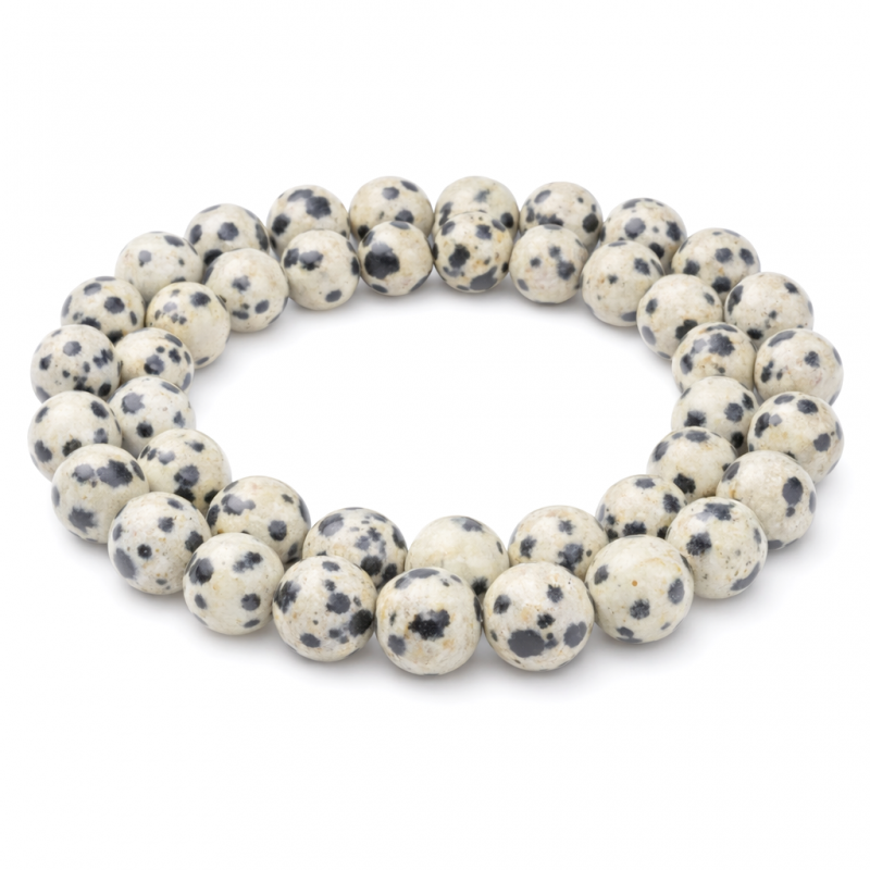 5 Perles Pierre Naturelle Jaspe Dalmatien 8mm
