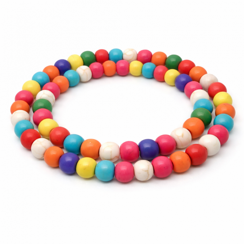 10 Perles Pierre Naturelle Turquoise Multicolore 6mm