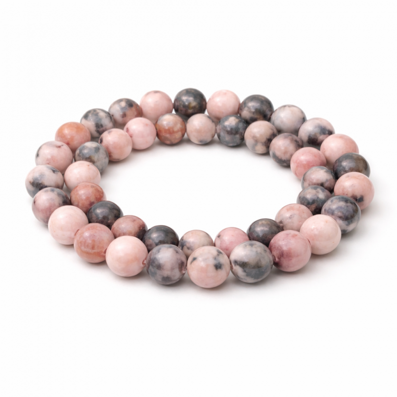 5 Perles Pierre Naturelle Jaspe Zèbre Rose 8mm