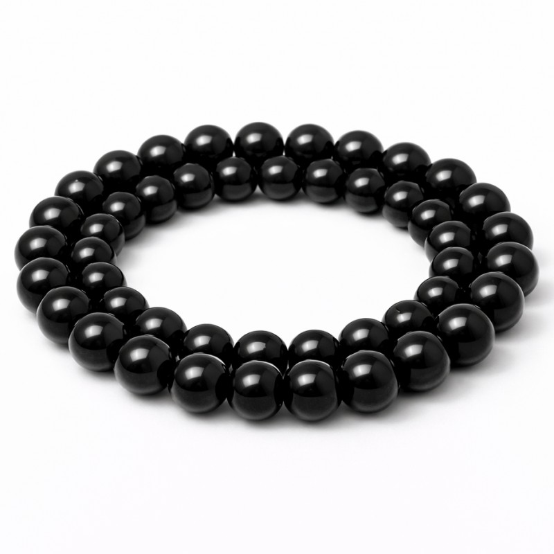 5 Perles Pierre Naturelle Obsidienne Noir 8mm