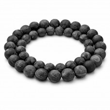 5 Perles Pierre Naturelle Agate Teinté Noir 8mm