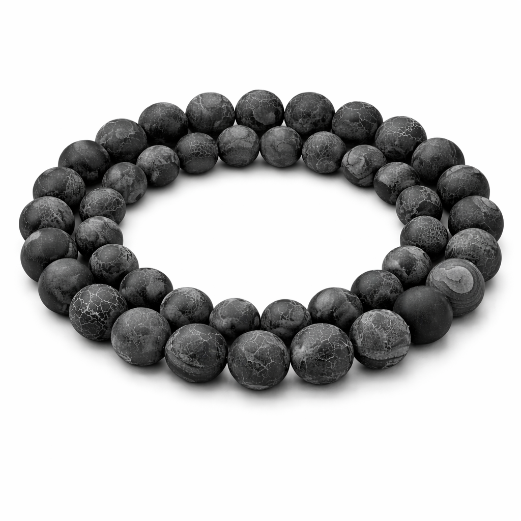 5 Perles Pierre Naturelle Agate Teinté Noir 8mm