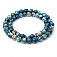 5 Perles Pierre Naturelle Jade Teinté Vert Blanc Orange 8mm pour la Création de Bijoux Fantaisie - DIY