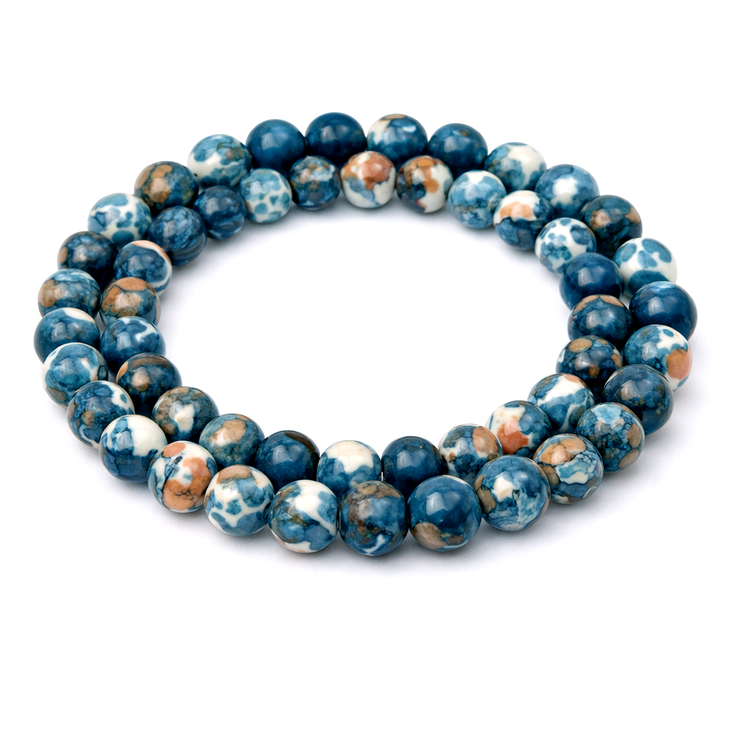 5 Perles Pierre Naturelle Jade Teinté Vert Blanc Orange 8mm