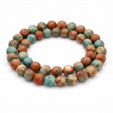 5 Perles Pierre Naturelle Jade Teinté Orange/Vert 8mm pour la Création de Bijoux Fantaisie - DIY