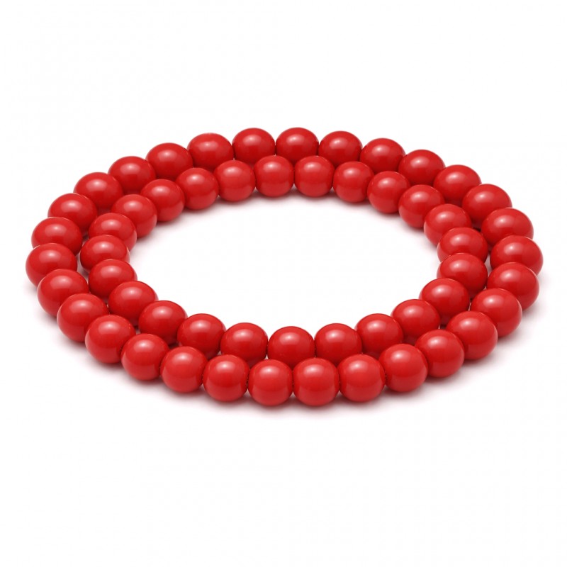 10 Perles Pierre Naturelle Corail Rouge 6mm