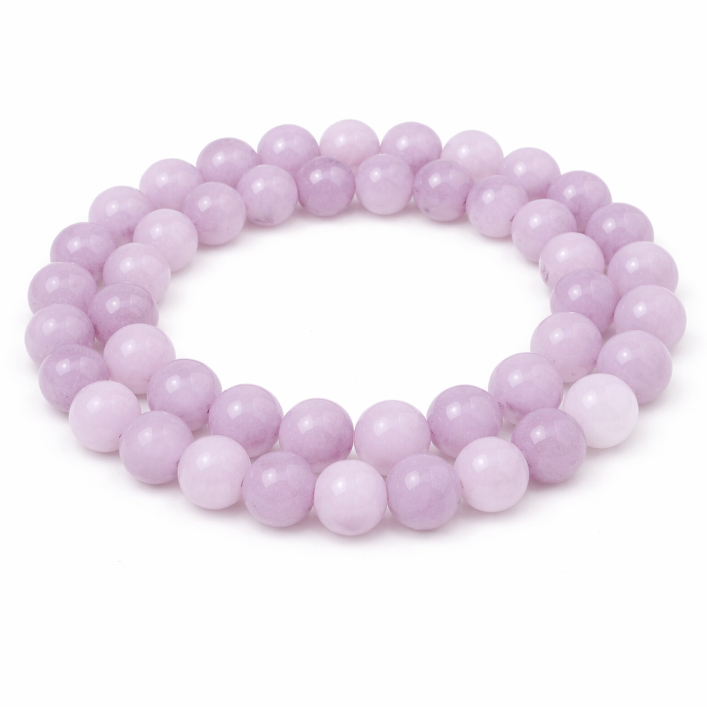 5 Perles Pierre Naturelle Quartz Teinté Mauve 8mm