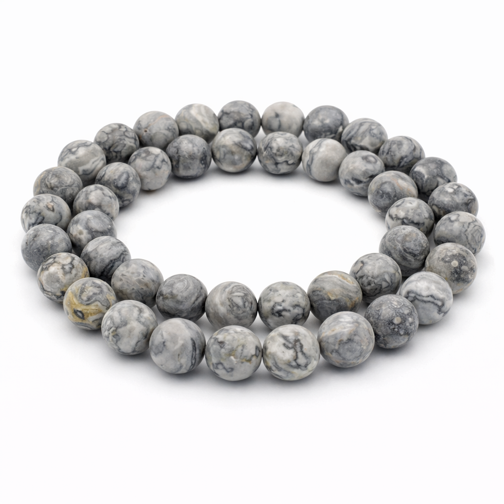 5 Perles Pierre Naturelle Jaspe Picasso 8mm