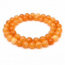 5 Perles Pierre Naturelle Jade Teinté Orange 8mm pour la Création de Bijoux Fantaisie - DIY