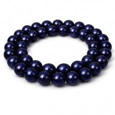 10 Perles en Pierre Naturelle Sable d'Or Bleu 6mm