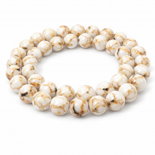 5 Perles Pierre Naturelle Howlite Blanche 8mm pour la Création de Bijoux Fantaisie - DIY