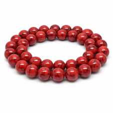 5 Perles Pierre Naturelle Howlite Rouge Teintée 8mm pour la Création de Bijoux Fantaisie - DIY