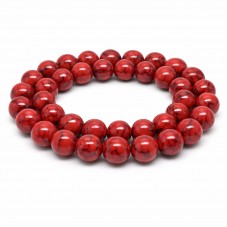 5 Perles Pierre Naturelle Howlite Rouge Teintée 8mm
