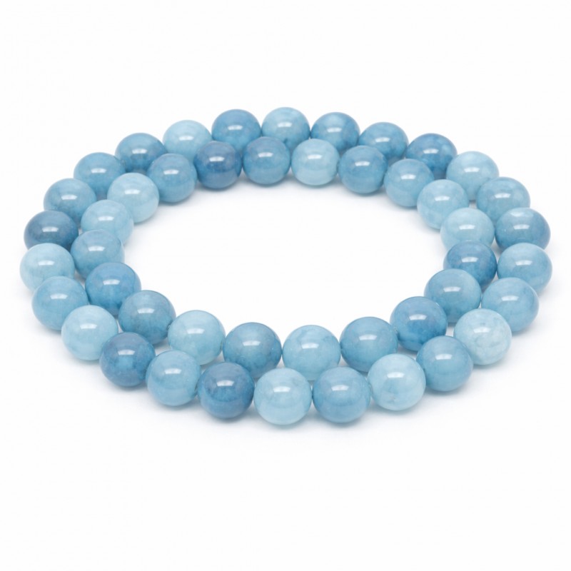5 Perles Pierre Naturelle Jade Teinté Bleu 8mm