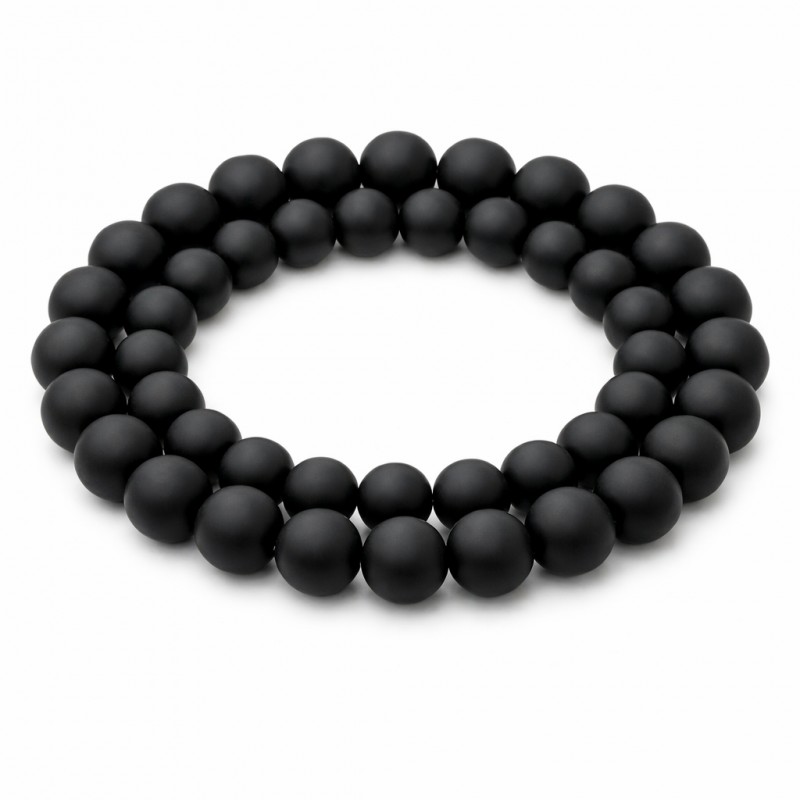 5 Perles Pierre Naturelle Agate Noire Mate 8mm