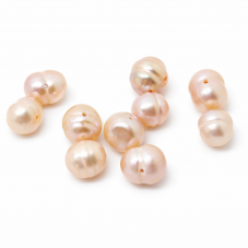 10 Perles de Culture d'Eau Douce Couleur Pêche 7-8mm pour la Création de Bijoux Fantaisie - DIY