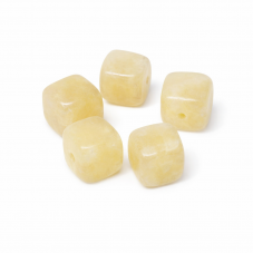 5 Perles Pierre Naturelle Jade Jaune Carré 8mm pour la Création de Bijoux Fantaisie - DIY