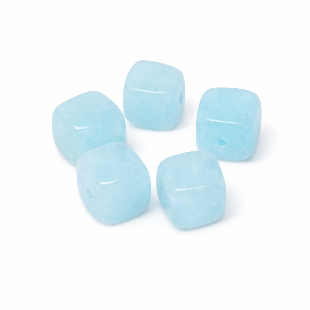 5 Perles Pierre Naturelle Amazonite Bleu Ciel Carré 8mm