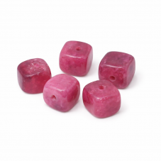 5 Perles Pierre Naturelle Tourmaline Rose Carré 8mm pour la Création de Bijoux Fantaisie - DIY