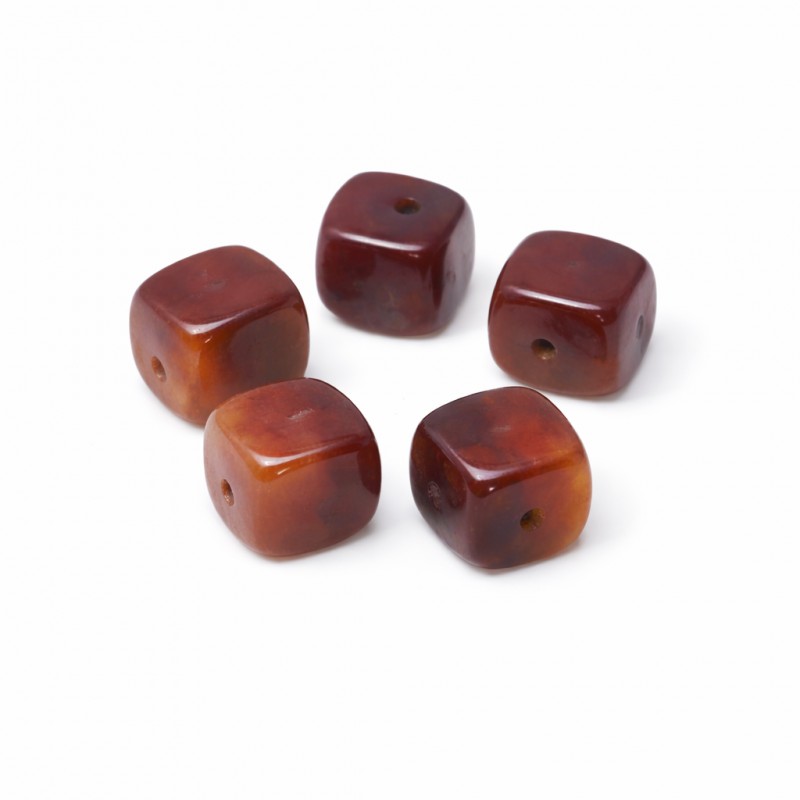 5 Perles Pierre Naturelle Agate Café Carré 8mm