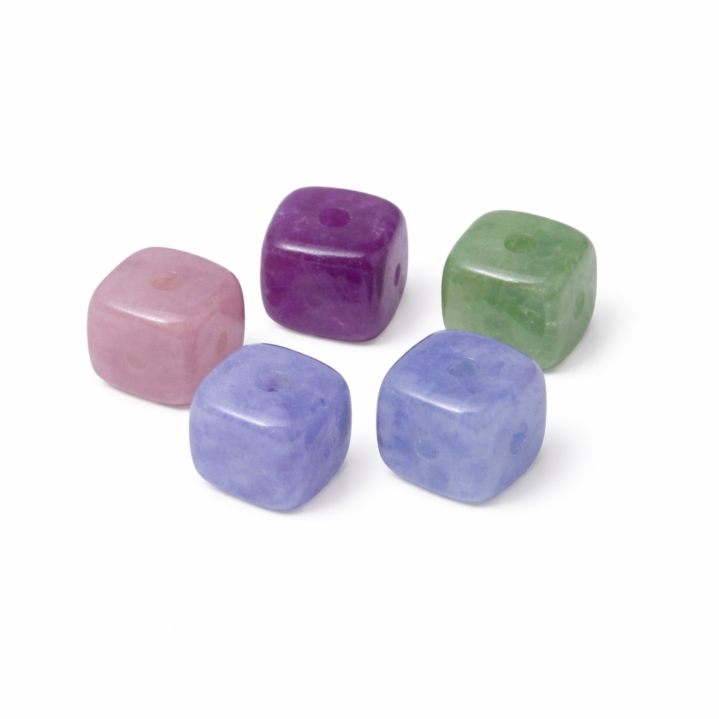 5 Perles Pierre Naturelle Tourmaline Multicolore Carré 8mm