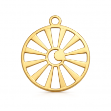 Breloque Soleil Lune en Acier Inoxydable Doré 17x15mm pour la Création de Bijoux Fantaisie - DIY