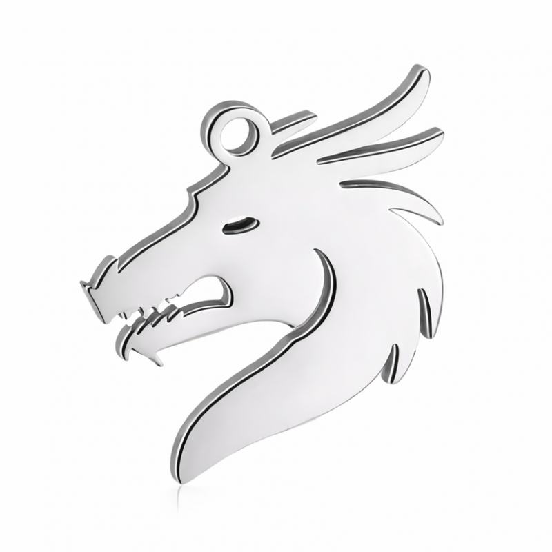 Breloque Dragon en Acier Inoxydable Argenté 19x17mm