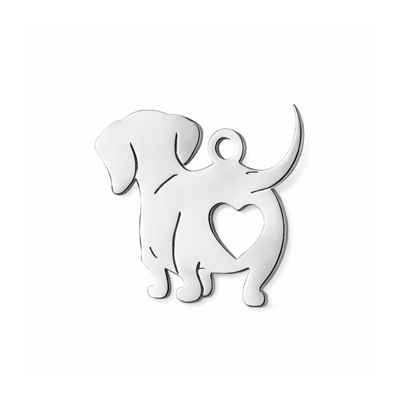 Breloque Silhouette de Chien Stylisée en Acier Inoxydable Argenté 17x14mm