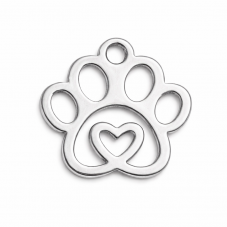 Breloque Patte de Chien/Chat en Acier Inoxydable Argenté 14x14mm pour la Création de Bijoux Fantaisie - DIY