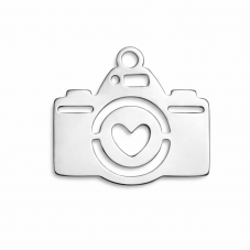 Breloque Appareil Photo en Acier Inoxydable Argenté 13x12mm pour la Création de Bijoux Fantaisie - DIY