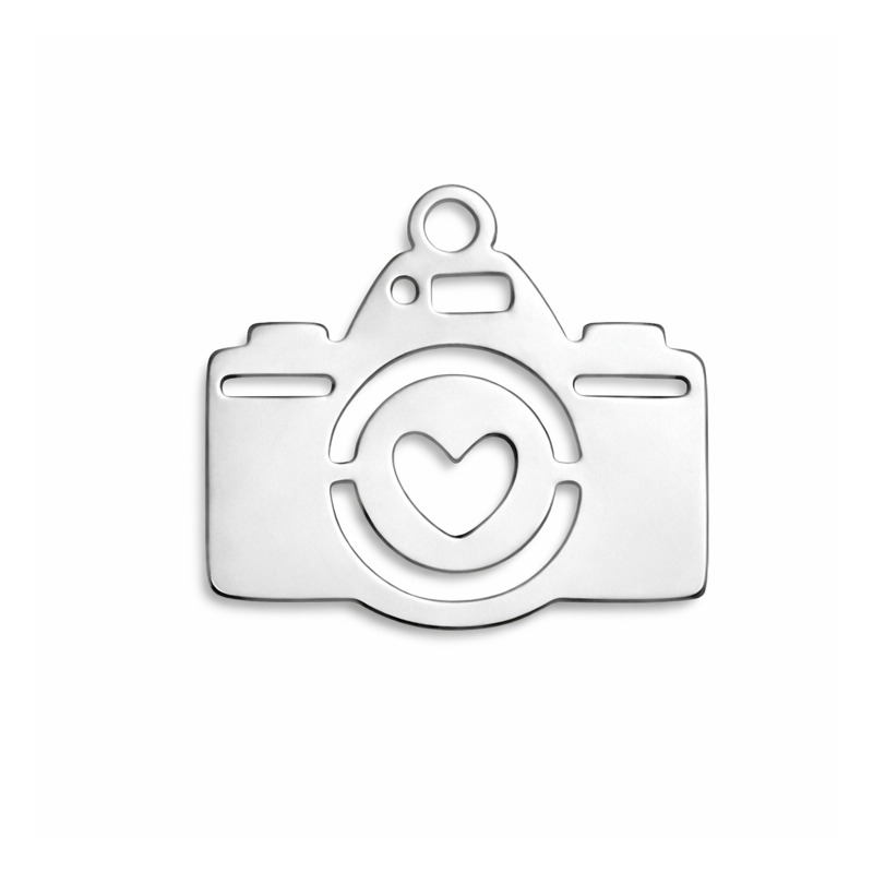 Breloque Appareil Photo en Acier Inoxydable Argenté 13x12mm