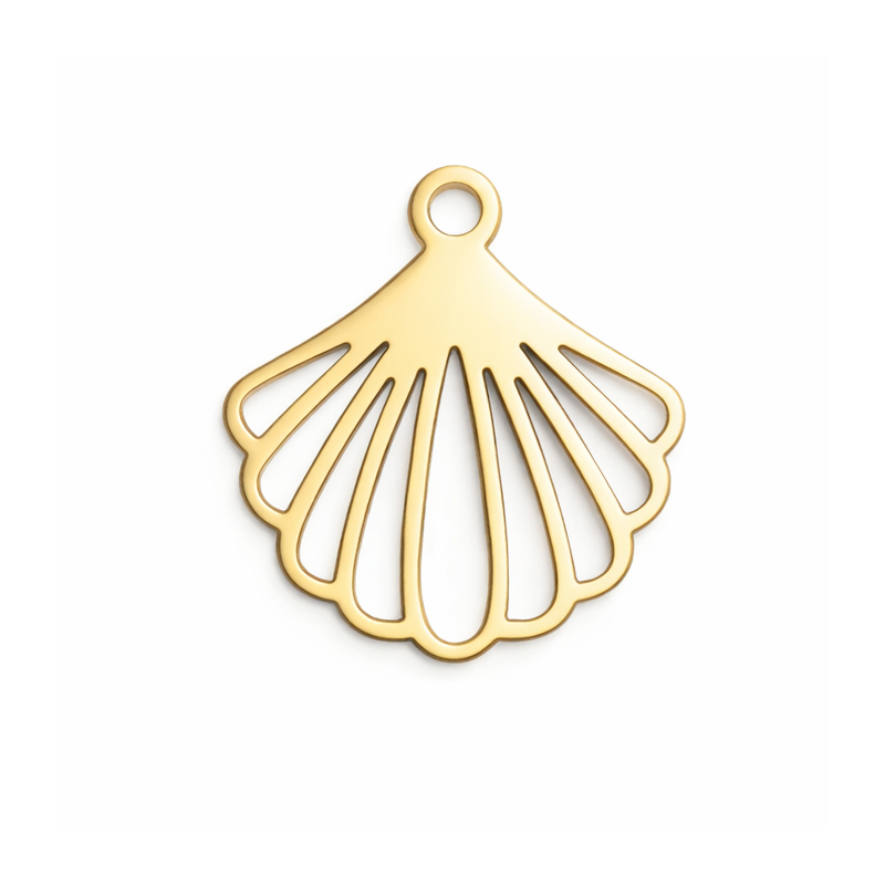 Breloque Coquillage en Acier Inoxydable Doré 14x13mm