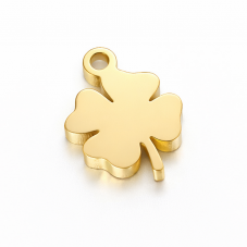 Breloque Trèfle à Quatre Feuilles en Acier Inoxydable Doré 9x7mm pour la Création de Bijoux Fantaisie - DIY
