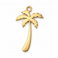 Breloque Palmier en Acier Inoxydable Doré 18x12mm pour la Création de Bijoux Fantaisie - DIY