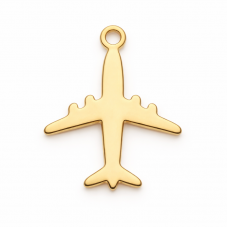Breloque Avion en Acier Inoxydable Doré 17x14mm pour la Création de Bijoux Fantaisie - DIY