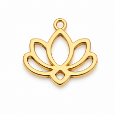 Breloque Fleur de Lotus en Acier Inoxydable Doré 11x11mm pour la Création de Bijoux Fantaisie - DIY