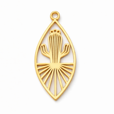 Breloque Navette Cactus en Acier Inoxydable Doré 36x16mm pour la Création de Bijoux Fantaisie - DIY