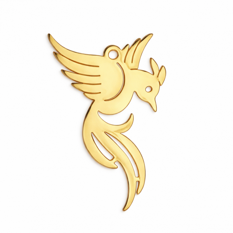 Breloque Phoenix en Acier Inoxydable Doré 28x18mm