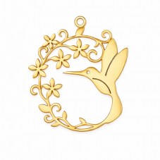 Breloque Colibri Fleurs en Acier Inoxydable Argenté 29x25mm pour la Création de Bijoux Fantaisie - DIY