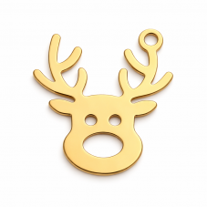 Breloque Rudolph Renne de Noël en Acier Inoxydable Doré 16x13mm pour la Création de Bijoux Fantaisie - DIY