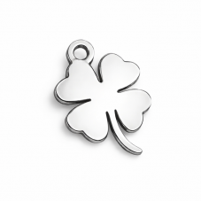 Breloque Trèfle à Quatre Feuilles en Acier Inoxydable Argenté 13x9mm pour la Création de Bijoux Fantaisie - DIY