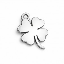 Breloque Trèfle à Quatre Feuilles en Acier Inoxydable Argenté 13x9mm pour la Création de Bijoux Fantaisie - DIY