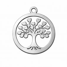 Breloque Arbre de Vie en Acier Inoxydable Argenté 14x12mm pour la Création de Bijoux Fantaisie - DIY